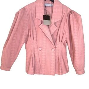 NWT IORANE RARE Luxury Cotton Tailored Blazer Dusty‎ Pink Double Breasted Size M